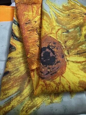 Vincent Van Gogh, Silk Feel Scarf, Vintage Scarf, Yellow And Orange Sunflowers